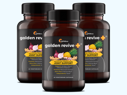 UpWellness Golden Revive + Joint Support Supplement Featuring Turmeric with Black Pepper, Quercetin, and Magnesium- Turmeric Boswellia Supplement - 6 Active Ingredients for Joint Care - 60 Capsules