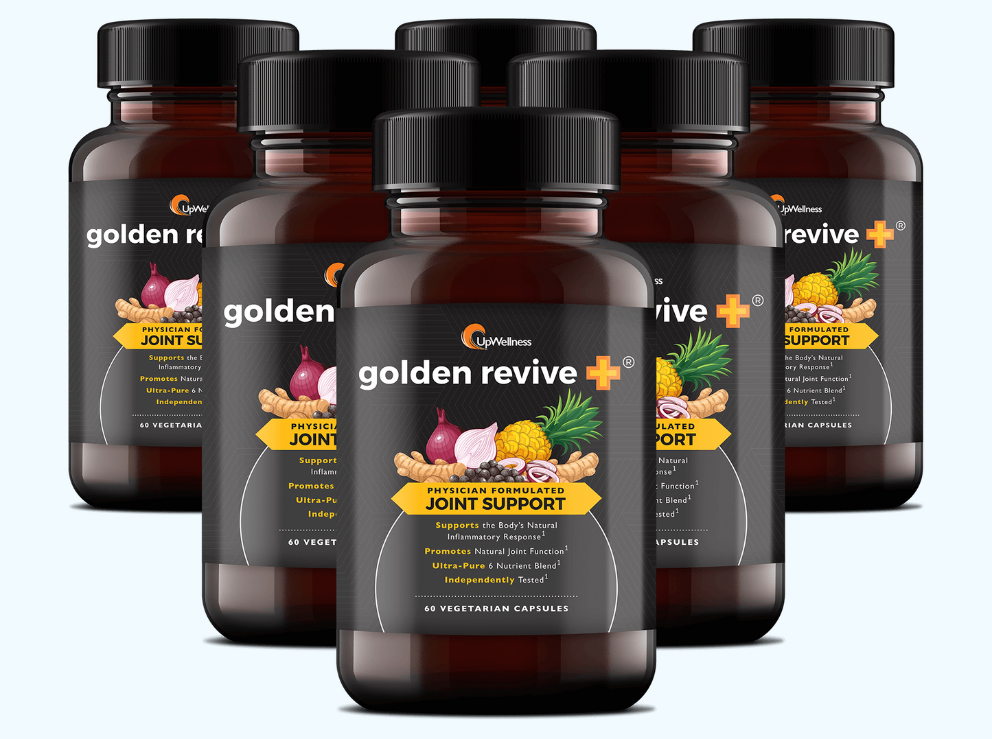 UpWellness Golden Revive + Joint Support Supplement Featuring Turmeric with Black Pepper, Quercetin, and Magnesium- Turmeric Boswellia Supplement - 6 Active Ingredients for Joint Care - 60 Capsules
